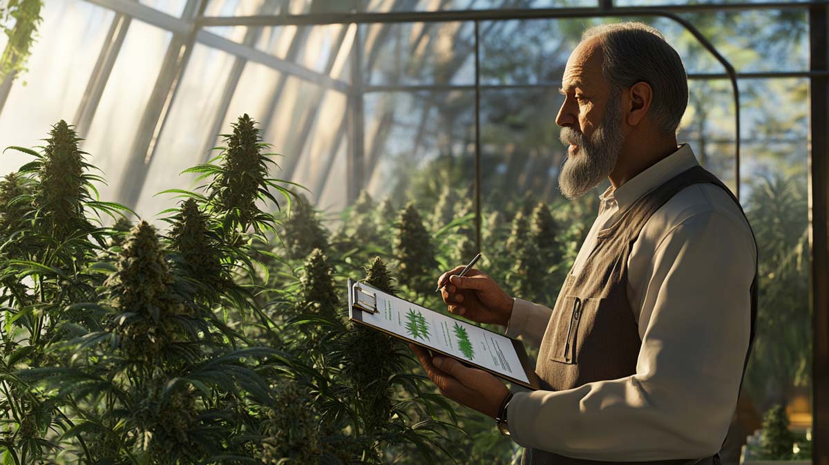 cannabis-weed-legenden-geschichte-foto-shantibaba-scott-blakey-arbeitet-neue-kreuzungen-cannabis-gewachshaus-mr-nice-sorten