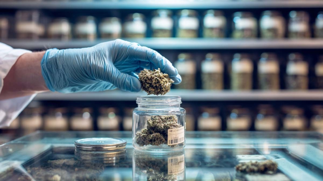 cannabis-hersteller-plantage-doku-foto-labor-proben-wand-glasser-strains-sorten-produzent